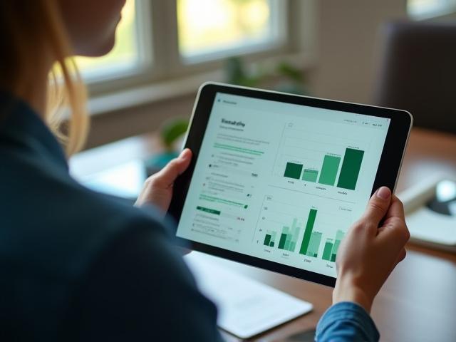 Person studying financial charts on a tablet